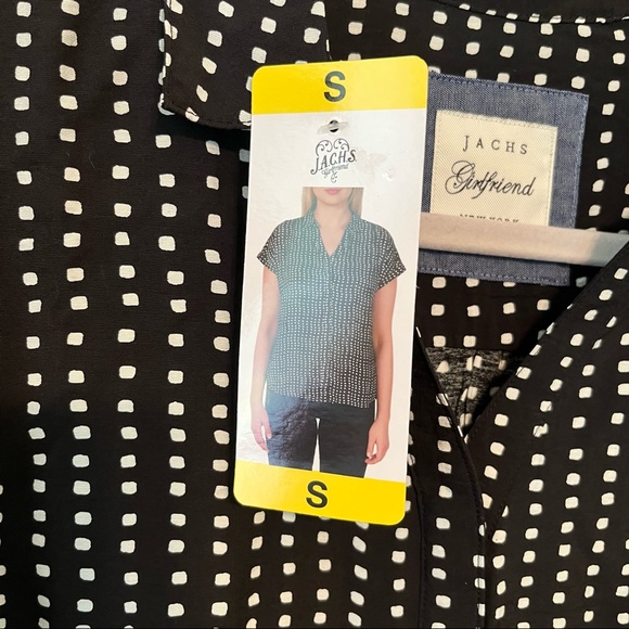 Jachs Girlfriend Top Button Down Shirt Black & White Sz S NWT Patterned - Picture 7 of 13